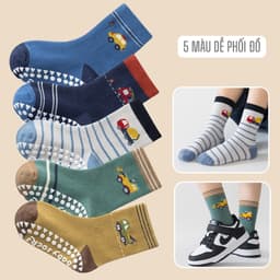 Set 5 Đôi Tất Vớ Hình Ô Tô Năng Động Đáng Yêu Có Chống Trượt Cho Bé Trai Bé Gái Từ 1-12 Tuổi te110 7