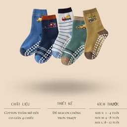 Set 5 Đôi Tất Vớ Hình Ô Tô Năng Động Đáng Yêu Có Chống Trượt Cho Bé Trai Bé Gái Từ 1-12 Tuổi te110 9