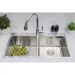 Chậu rửa bát Keeper CR02-8245C | Chậu rửa bát 2 hố inox 304 | Hàng chính hãng|Tặng đầu vòi hút nước rửa chén 4