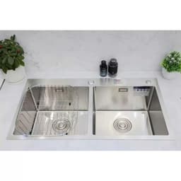 Chậu rửa bát Keeper CR02-8245C | Chậu rửa bát 2 hố inox 304 | Hàng chính hãng|Tặng đầu vòi hút nước rửa chén 3