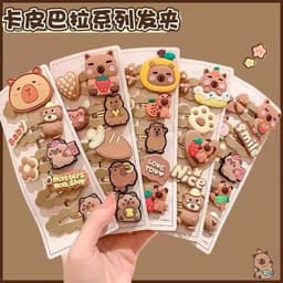 KT30 Set 5 kẹp tóc màu nâu cappybara - Kẹp tóc dễ thương cho bé 4