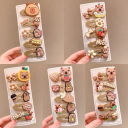 KT30 Set 5 kẹp tóc màu nâu cappybara - Kẹp tóc dễ thương cho bé 5