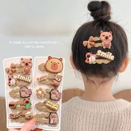 KT30 Set 5 kẹp tóc màu nâu cappybara - Kẹp tóc dễ thương cho bé 2