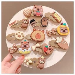 KT30 Set 5 kẹp tóc màu nâu cappybara - Kẹp tóc dễ thương cho bé 7