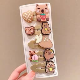 KT30 Set 5 kẹp tóc màu nâu cappybara - Kẹp tóc dễ thương cho bé 9