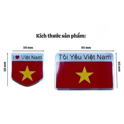 Tem dán xe ô tô trang trí xe máy in hình cờ Việt Nam chất liệu nhôm 9