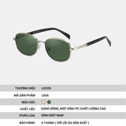 [4-25/9 TẶNG QUÀ TRUNG THU 599K] Kính Mắt Vuông Nam LECOS LK65 Gọng Đồng Bền Chắc Thời Trang Ngoài Trời 3