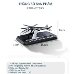 Nước hoa xe ô tô máy bay trực thăng năng lượng mặt trời kèm bảng số điện thoại cao cấp gắn taplo ô tô 3