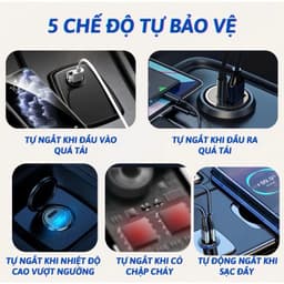 Tẩu sạc nhanh ô tô PUGAN sạc siêu nhanh cắm tẩu âm nguồn 2 cổng USB và TYPE C sạc siêu nhanh 9