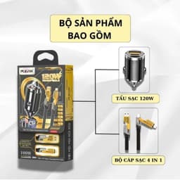 Tẩu sạc nhanh ô tô PUGAN sạc siêu nhanh cắm tẩu âm nguồn 2 cổng USB và TYPE C sạc siêu nhanh 4