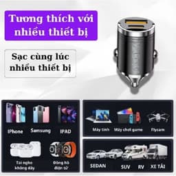 Tẩu sạc nhanh ô tô PUGAN sạc siêu nhanh cắm tẩu âm nguồn 2 cổng USB và TYPE C sạc siêu nhanh 7