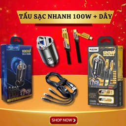 Tẩu sạc nhanh ô tô PUGAN sạc siêu nhanh cắm tẩu âm nguồn 2 cổng USB và TYPE C sạc siêu nhanh 8