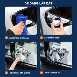 Bộ 2 gương cầu lồi đế hít chân không xoay 360 chống nước tránh điểm mù lái xe an toàn 6