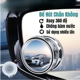 Bộ 2 gương cầu lồi đế hít chân không xoay 360 chống nước tránh điểm mù lái xe an toàn 7