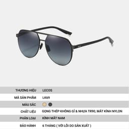 [4-25/9 TẶNG QUÀ TRUNG THU 599K] Kính Mắt Chữ Nhật Nam LECOS LK69 Gọng Tr90 Siêu Nhẹ Du Lịch đi Biển 3