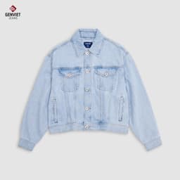 Áo Khoác Dài Tay Denim Unisex GENVIET Chất Liệu Cao Cấp Dáng Suông Vừa 8801 2