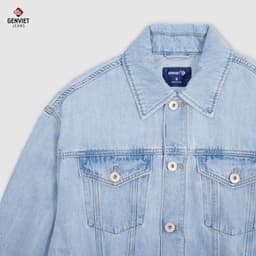 Áo Khoác Dài Tay Denim Unisex GENVIET Chất Liệu Cao Cấp Dáng Suông Vừa 8801 3