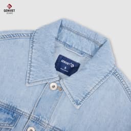 Áo Khoác Dài Tay Denim Unisex GENVIET Chất Liệu Cao Cấp Dáng Suông Vừa 8801 5