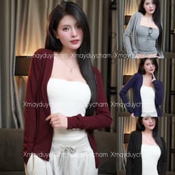 (MỞ BÁN) ÁO KHOÁC CADIGAN DÁNG DÀI NỮ  DÁNG BASIC VẢI COTTON MỊN ÔM BODY CHE KHUYẾT ĐIỂM TỐT m692 2
