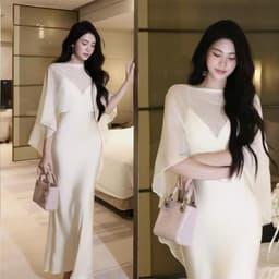Đầm lụa kèm khăn voan kem cuốn hút, gợi cảm Xukadress sang chảnh cho nữ đi tiệc đi chơi 6