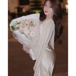 Đầm lụa kèm khăn voan kem cuốn hút, gợi cảm Xukadress sang chảnh cho nữ đi tiệc đi chơi 2