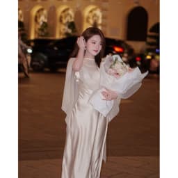 Đầm lụa kèm khăn voan kem cuốn hút, gợi cảm Xukadress sang chảnh cho nữ đi tiệc đi chơi 5