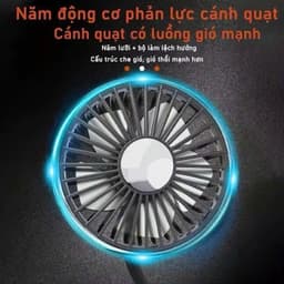 Quạt gắn ghế sau ô tô F310 cắm cổng USB tích hợp đèn LED chiếu sáng 2