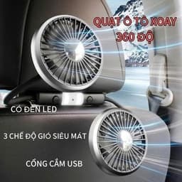 Quạt gắn ghế sau ô tô F310 cắm cổng USB tích hợp đèn LED chiếu sáng 8