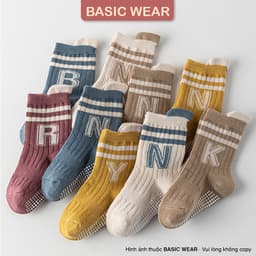 Set 5 Đôi Tất Chống Trơn Cho Bé Sơ Sinh 0-3 Tuổi, Tất Cổ Cao Chống Trơn Sơ Sinh SS57 2
