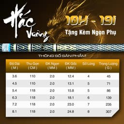 Cần Câu Đài HẮC VƯƠNG 5H -6H-10H  Phân bố lực 19i - 28i Tặng Kèm Ngọn Phụ. 2