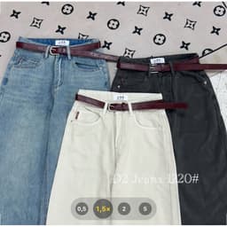 𝑨𝒏𝒏 𝑺𝒕𝒖𝒅𝒊𝒐 /Quần Jeans Nấm Suông Nữ Ống Rộng Lưng Cao Kèm Belt Form (91cm/27), Quần Bò Suông Nữ Quảng Châu#1220 2