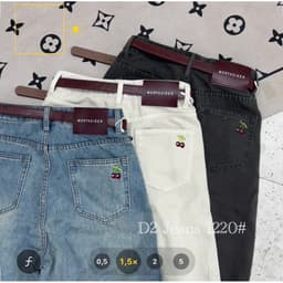𝑨𝒏𝒏 𝑺𝒕𝒖𝒅𝒊𝒐 /Quần Jeans Nấm Suông Nữ Ống Rộng Lưng Cao Kèm Belt Form (91cm/27), Quần Bò Suông Nữ Quảng Châu#1220 4