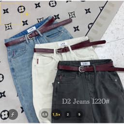 𝑨𝒏𝒏 𝑺𝒕𝒖𝒅𝒊𝒐 /Quần Jeans Nấm Suông Nữ Ống Rộng Lưng Cao Kèm Belt Form (91cm/27), Quần Bò Suông Nữ Quảng Châu#1220 3