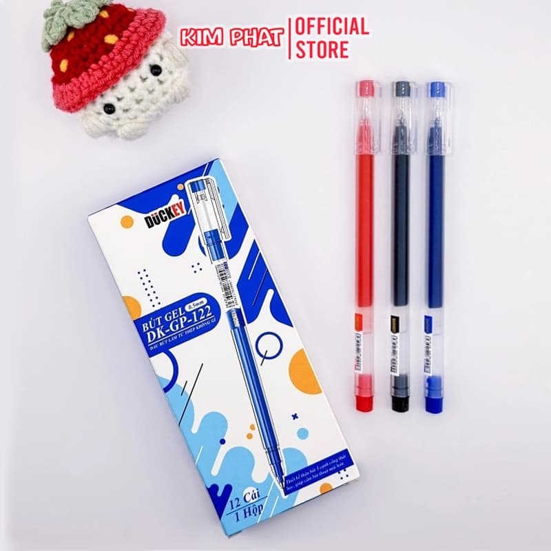 Set 05 Chiếc Bút gel nước thân tam giác Duckey DK-GP-122, Ngòi 0.5mm Siêu Êm