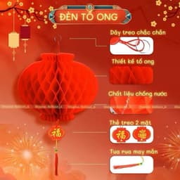 [GIÁ SỈ] Combo 50-100 QUẢ Lồng Đèn Giấy Tổ Ong Đỏ Trang Trí Tết Trung Thu 2027-Treo Decor Nhà Cửa, Quán Cafe, Background 2