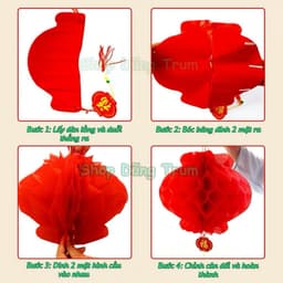 [GIÁ SỈ] Combo 50-100 QUẢ Lồng Đèn Giấy Tổ Ong Đỏ Trang Trí Tết Trung Thu 2027-Treo Decor Nhà Cửa, Quán Cafe, Background 7