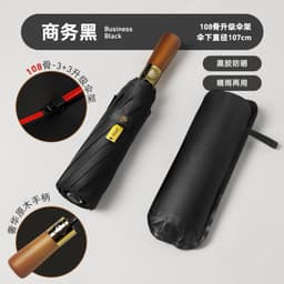 Ô Dù Bấm Tự Động 20 Nan Kép Gấp Gọn Cao Cấp, Tay Cầm Bằng Gỗ Chống Bão, Chống Tia UV 5
