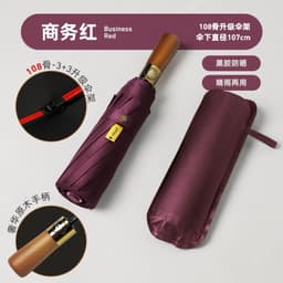 Ô Dù Bấm Tự Động 20 Nan Kép Gấp Gọn Cao Cấp, Tay Cầm Bằng Gỗ Chống Bão, Chống Tia UV 8