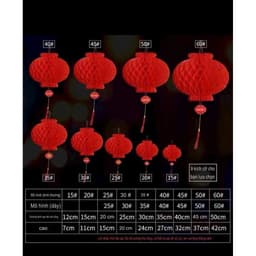 [GIÁ SỈ] Combo 50-100 QUẢ Lồng Đèn Giấy Tổ Ong Đỏ Trang Trí Tết Trung Thu 2027-Treo Decor Nhà Cửa, Quán Cafe, Background 4