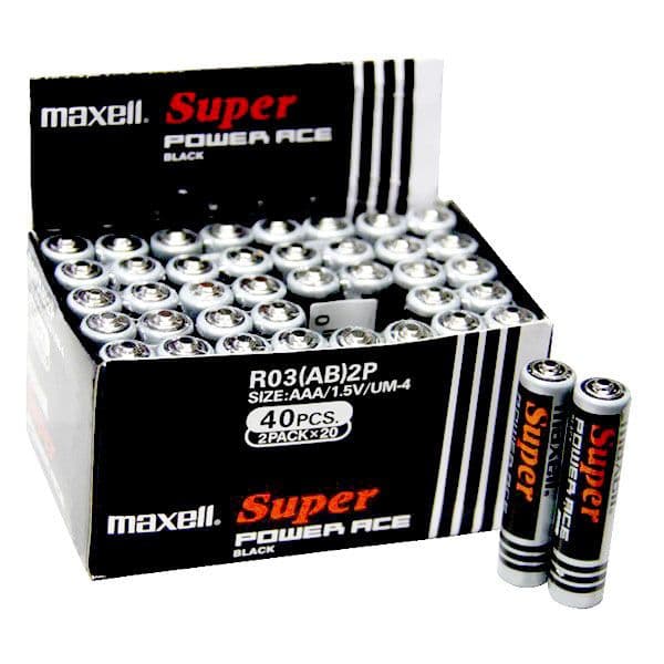 Hộp 40 Viên Pin AAA (3A) Maxell Super và vỉ 4 viên Pin nhỏ AAA (3A) Lanen