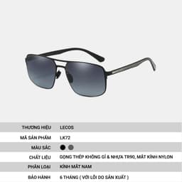 [4-25/9 TẶNG QUÀ TRUNG THU 599K] Kính Mắt Vuông Nam LECOS LK72 Gọng Tr90 Siêu Nhẹ Lái Xe Dạo Phố 3