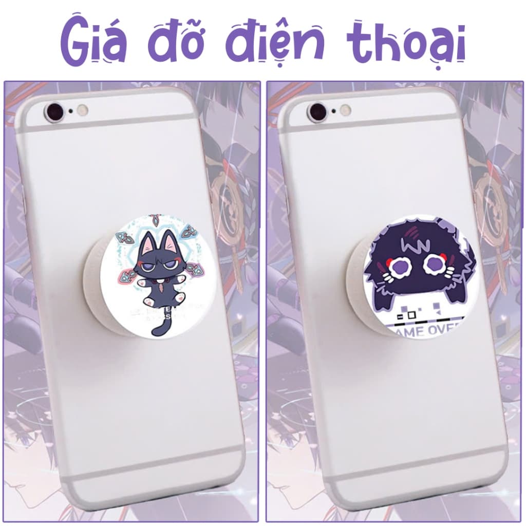 Giá đỡ điện thoại pop socket MÈO SCARAMOUCHE WANDERER in hình game manga xinh xắn