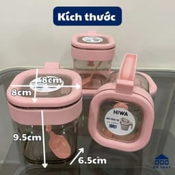 Bộ lọ gia vị Hiwa - Hokori - Có Kèm Thìa Tiện Lợi, nắp bật dễ dàng sử dụng, không ẩm ỉu 4