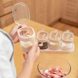 Bộ lọ gia vị Hiwa - Hokori - Có Kèm Thìa Tiện Lợi, nắp bật dễ dàng sử dụng, không ẩm ỉu 6