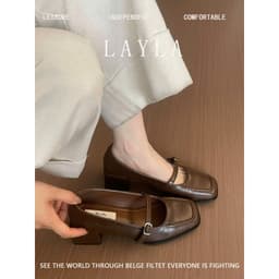 Giày Cao Gót MEYBANNI Mũi Vuông Quai Ngang Đế Cao 4cm Thanh Lịch - D909 5