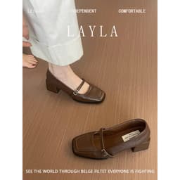 Giày Cao Gót MEYBANNI Mũi Vuông Quai Ngang Đế Cao 4cm Thanh Lịch - D909 6