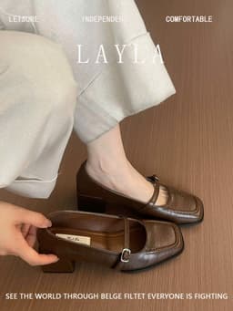Giày Cao Gót MEYBANNI Mũi Vuông Quai Ngang Đế Cao 4cm Thanh Lịch - D909 13