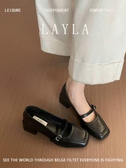 Giày Cao Gót MEYBANNI Mũi Vuông Quai Ngang Đế Cao 4cm Thanh Lịch - D909 15