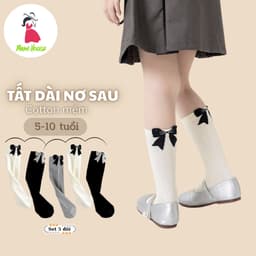 Tất Đùi Bé Gái Nơ Sau Phong Cách Hàn Quốc – Cotton Mềm, 5-10 Tuổi te115 1