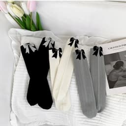 Tất Đùi Bé Gái Nơ Sau Phong Cách Hàn Quốc – Cotton Mềm, 5-10 Tuổi te115 9